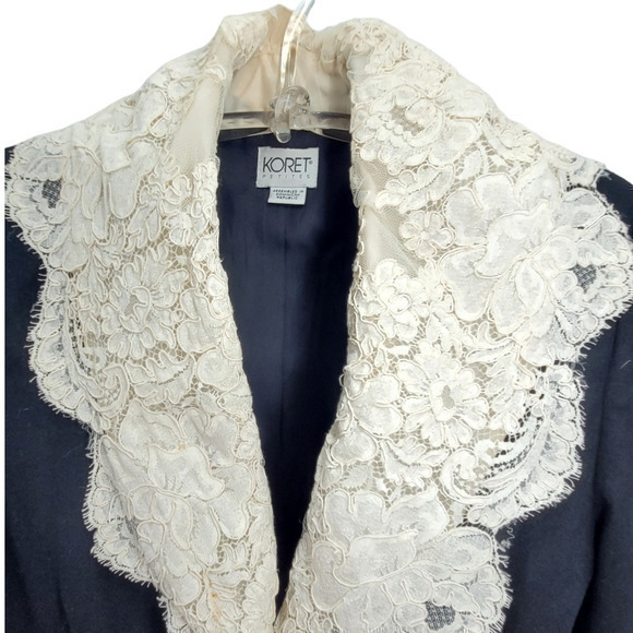 HP Rare Vintage Koret French Lace Collar One Button Coquette Boxy Jacket - Picture 6 of 16
